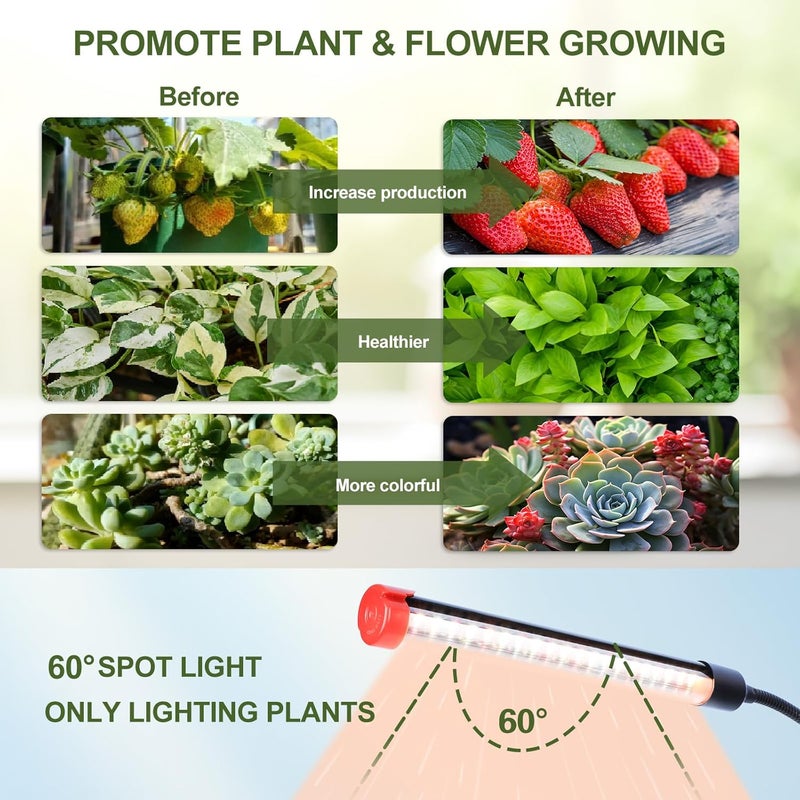 FECiDA 4-Pack Clip Grow Lights for Indoor Plants with Timer 4,8,12 Hr, 9W Power Home Plug, 2025 Brightest Mini LED Grow Light for Bonsai, Pot Plants, Small Full Spectrum Plant Growing Lamps - Image 5